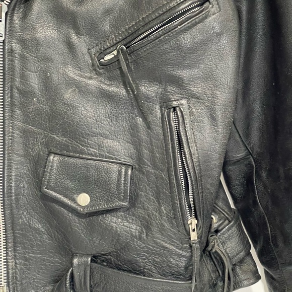Black Leather Biker Jacket - Picture 2 of 7